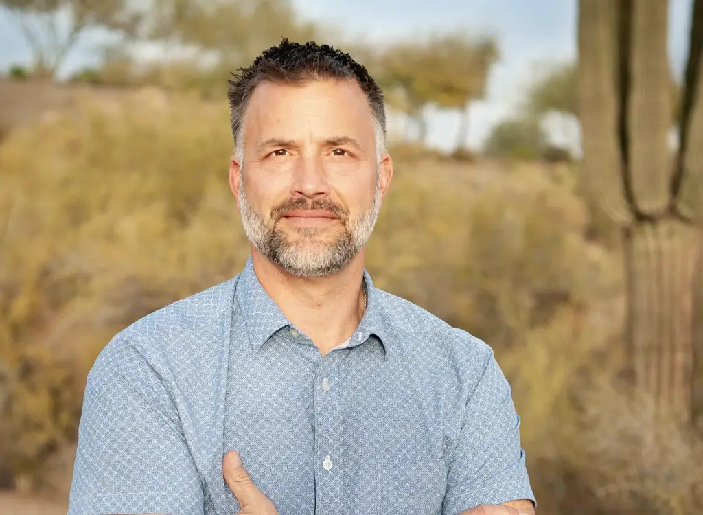 Dr. Rob Dramov, NMD, in the Sonoran desert near his Carefree, Arizona clinic